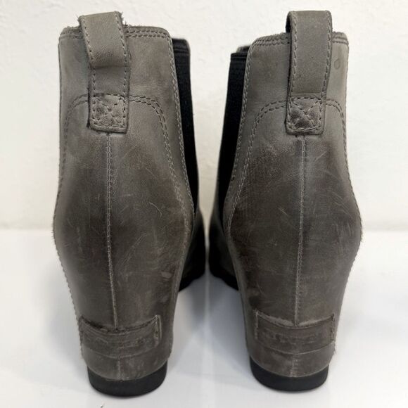 Sorel Lea Wedge Joan of Arctic Gray Leather Booties Size 7 VGUC - Picture 4 of 7
